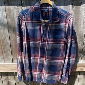 Eddie Bauer Blue and Red Plaid Flannel Button Down Women’s Large